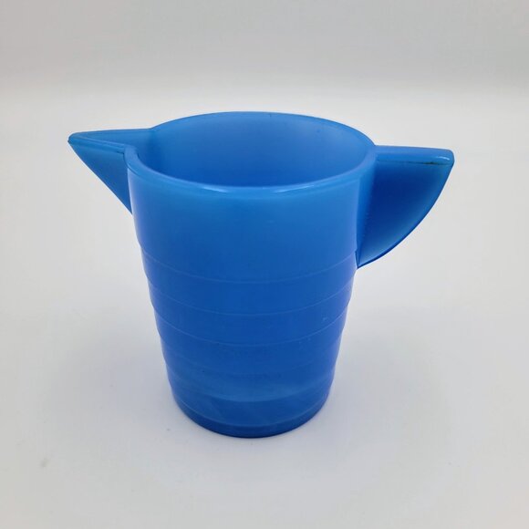 Vintage Akro Agate Pitcher Teapot Stacked Disc Blue Child’s Pitcher Read - Picture 2 of 10